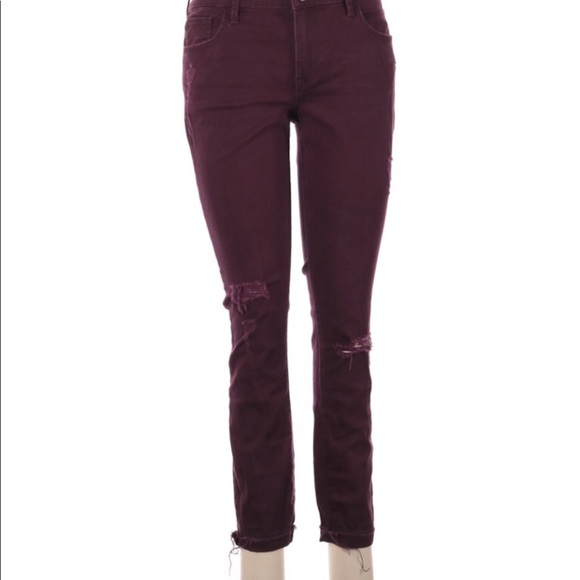 Express size 4 burgundy distressed skinny jeans - Picture 2 of 6